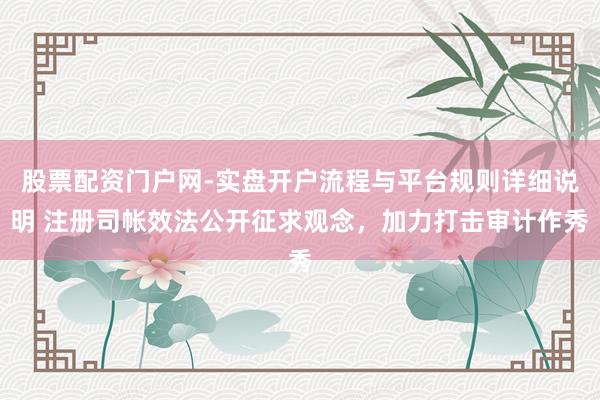 股票配资门户网-实盘开户流程与平台规则详细说明 注册司帐效法公开征求观念，加力打击审计作秀